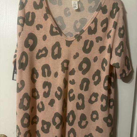 BiBi Pink and Brown Boxy Short Sleeve Tee - Picture 1 of 7